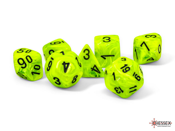 Vortex Mega-hedral Bright Green/black 7-Die Set