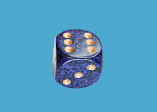 Speckled 16mm D6 RPG Chessex Dice | Golden Cobalt - Purple and Black (sold per piece)