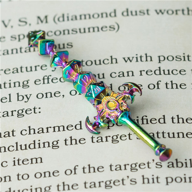 Dice Sword Rainbow 46mm x 9mm Trinket Novelty