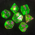 'Glitter Party' Green Glitter Dice (Purple font)