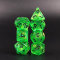 Forest Green Glitter with Black Numbering 7-Dice Set RPG