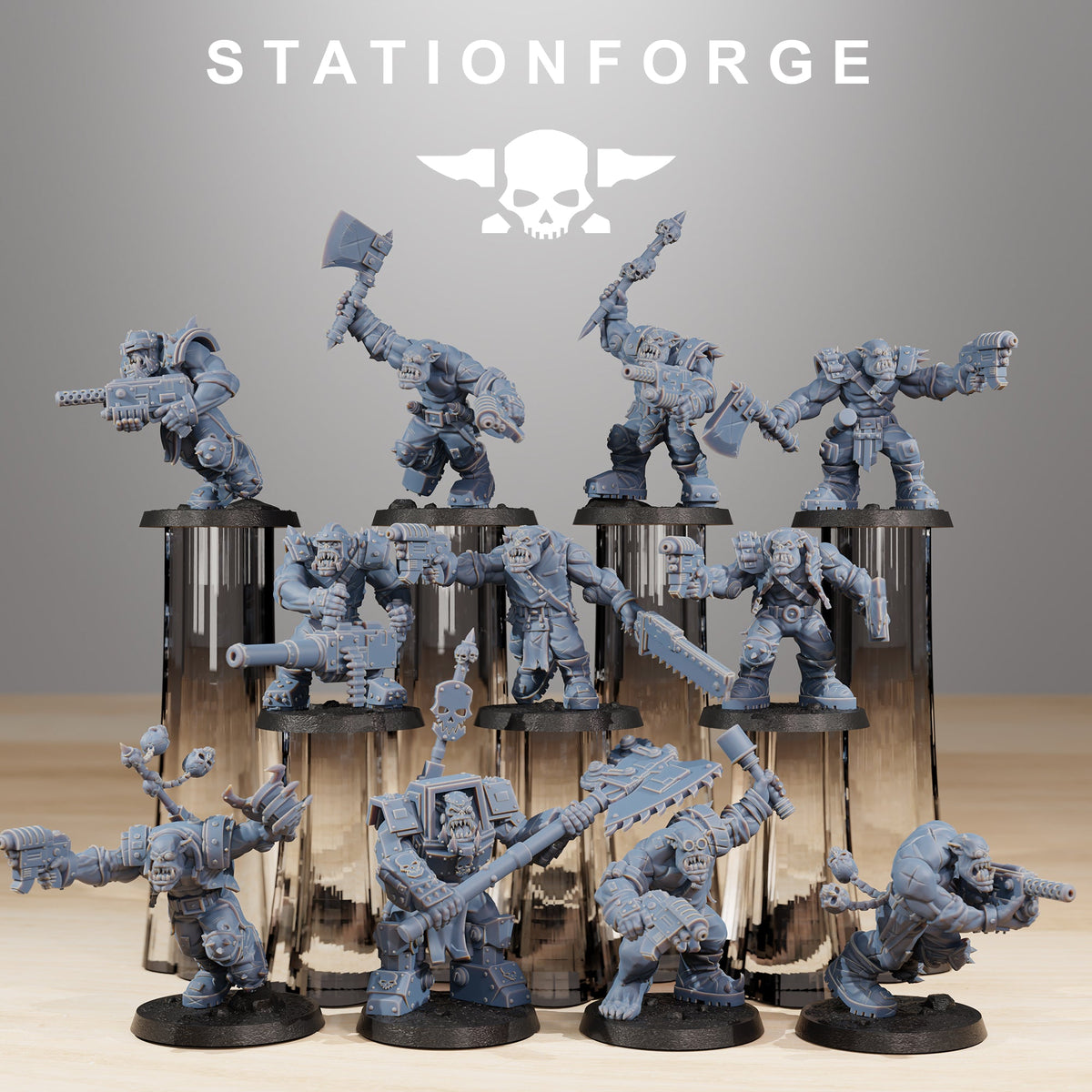 3D Printed Orkaz Skull Infantry x10 by StationForge Miniatures