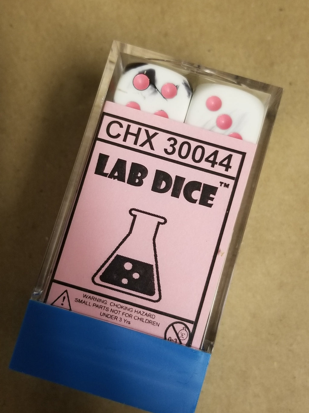 Gemini Black White w/Pink 16mm 12 dice block Limited Edition Lab Dice