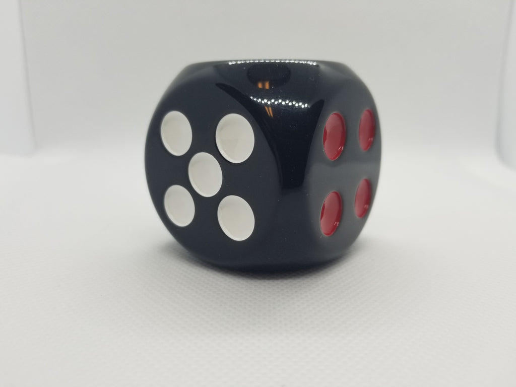 Opaque Black 50mm d6 with White Pips Jumbo Pipped Dice