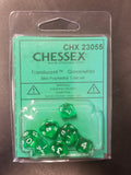 Chessex Translucent Green w/ White Mini Polyhedral 7-die Set CHX 23055 OOP