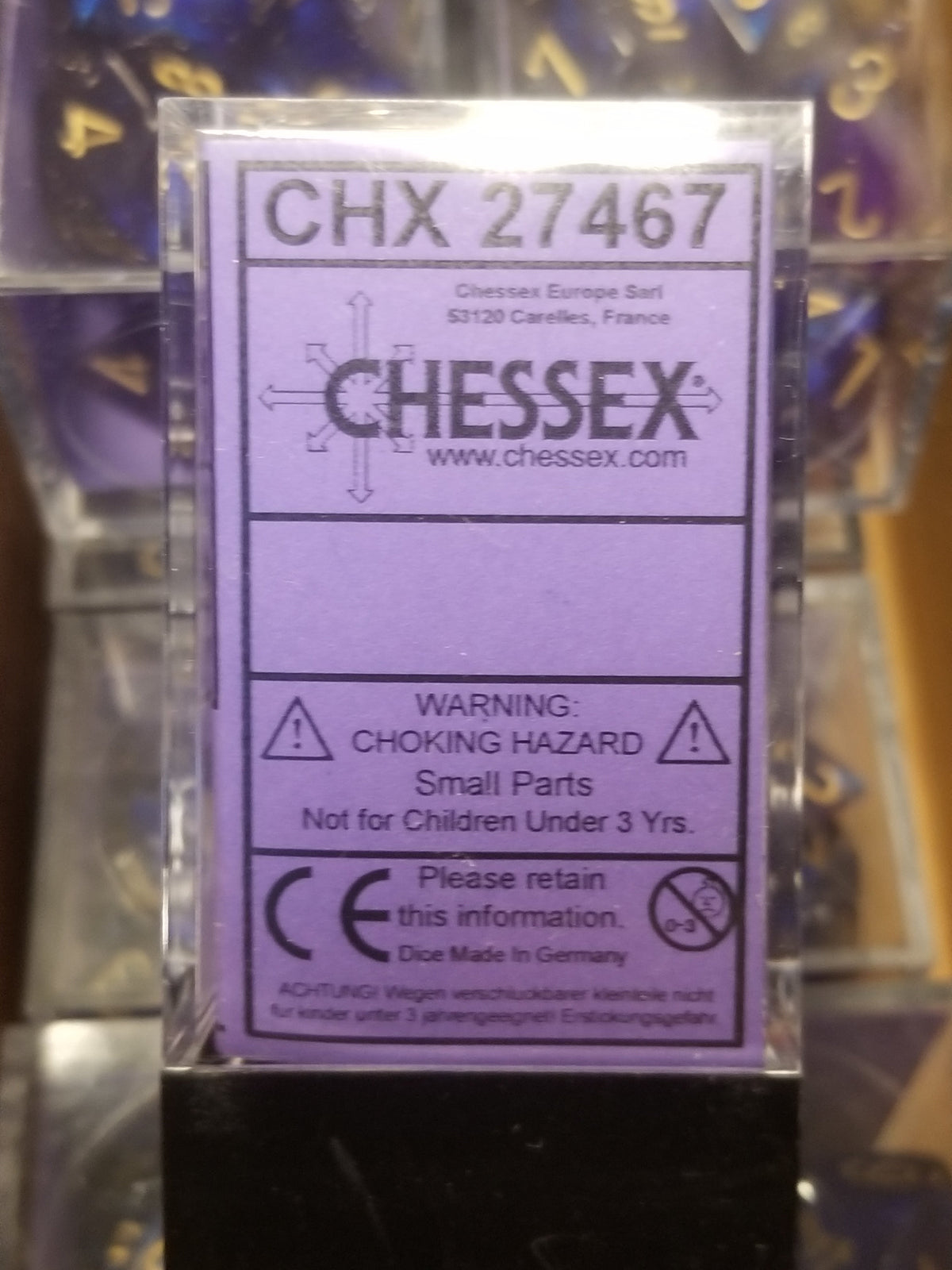 Borealis Royal Purple w/ Gold Numbers Set 7-Dice Chessex | New Glitter, Non-luminary OOP