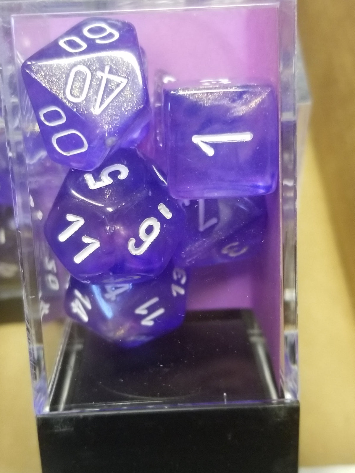 CHX 27407 7-Die Borealis Purple w/ White Numbers Set 7-Dice Chessex