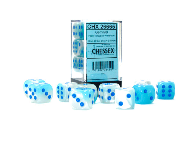 Gemini® Polyhedral Pearl Turquoise-White/blue Luminary™ 7-Die Set /16mm/12mm/30MM