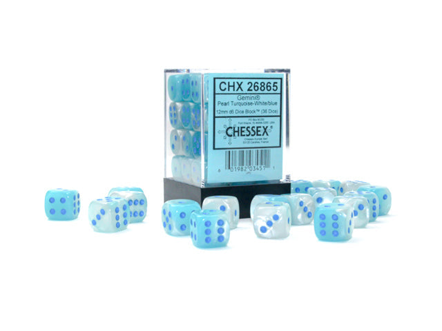 Gemini® Polyhedral Pearl Turquoise-White/blue Luminary™ 7-Die Set /16mm/12mm/30MM