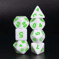 White Opaque with Green Numbering 7-Dice Set RPG