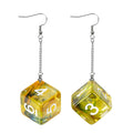 Green Dice Earrings: D6 Dice w/Colorful Inclusion Nerdy RPG Jewelry