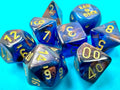 Lustrous® Polyhedral Azurite/gold 7-Die Set (with bonus die)