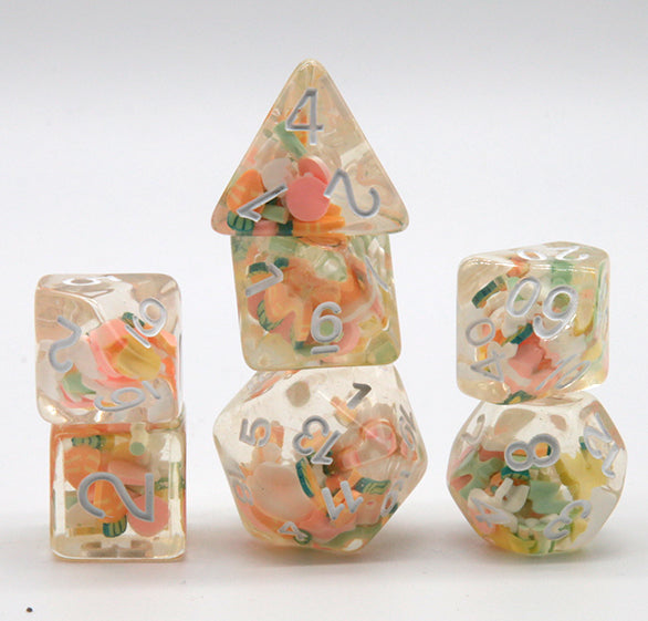Rabbit Meets Carrots Dice Clear Dice w/ Carrots 7-Dice Set Rpg