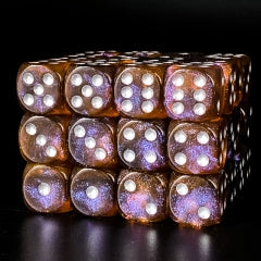 Grey & Orange 16mm Glitter Pipped Dice