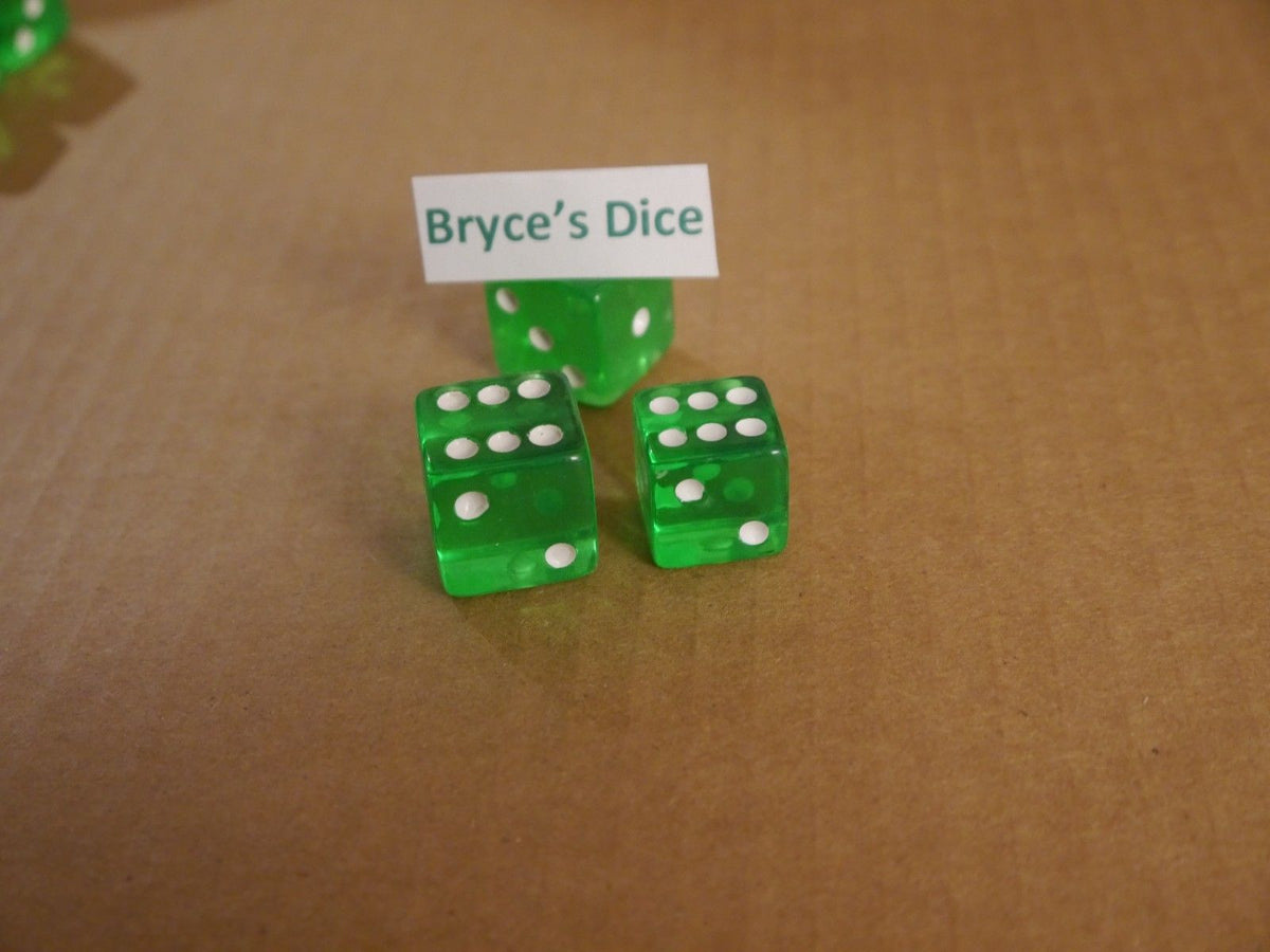 NEW Set of 5 Green Transparent Large Casino Size 19mm Dice Green Great Quality