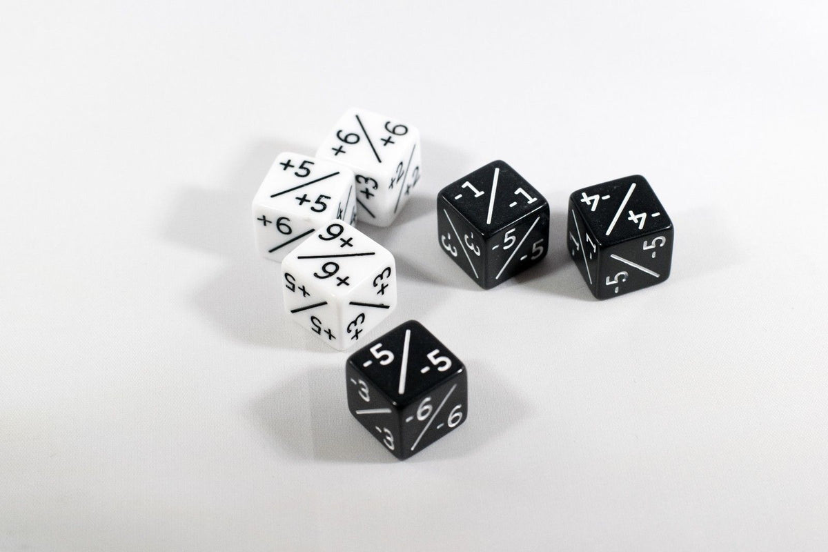 White & Black D6 MTG +1 & -1 Counter Dice - 6 Pack - Magic: The Gathering DnD