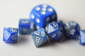 New Shiny Steel Blue Miniature Poly Dice Set Small (7) RPG DnD Mini Cute