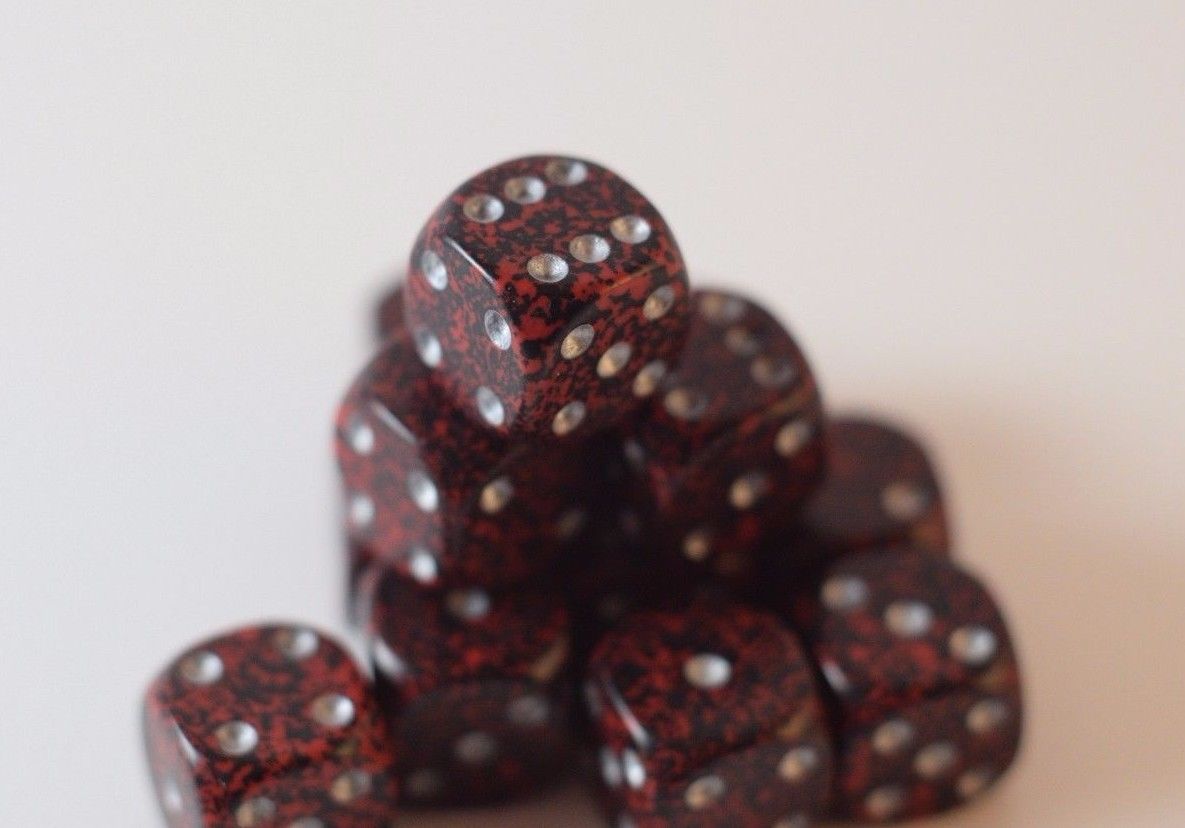 Silver Volcano Speckled 12mm D6 Pipped