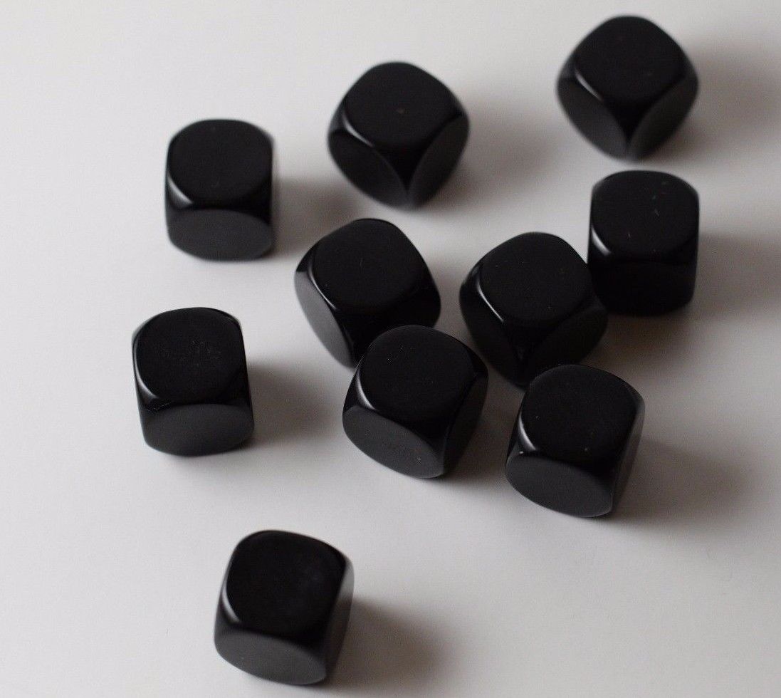 (Sold by Piece) Blank Black Dice / Counting Cubes 16mm D6 Square RPG Gaming Dice DIY