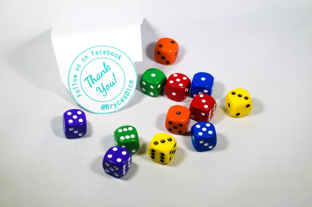 New Dice 12mm 6-sided Red Orange Yellow Green Blue Purple Small Rainbow 12 Dice