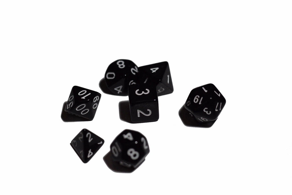 Black Opaque 7 Die Set Polyhedral Dice by BrycesDice RPG Magic D&D Unique