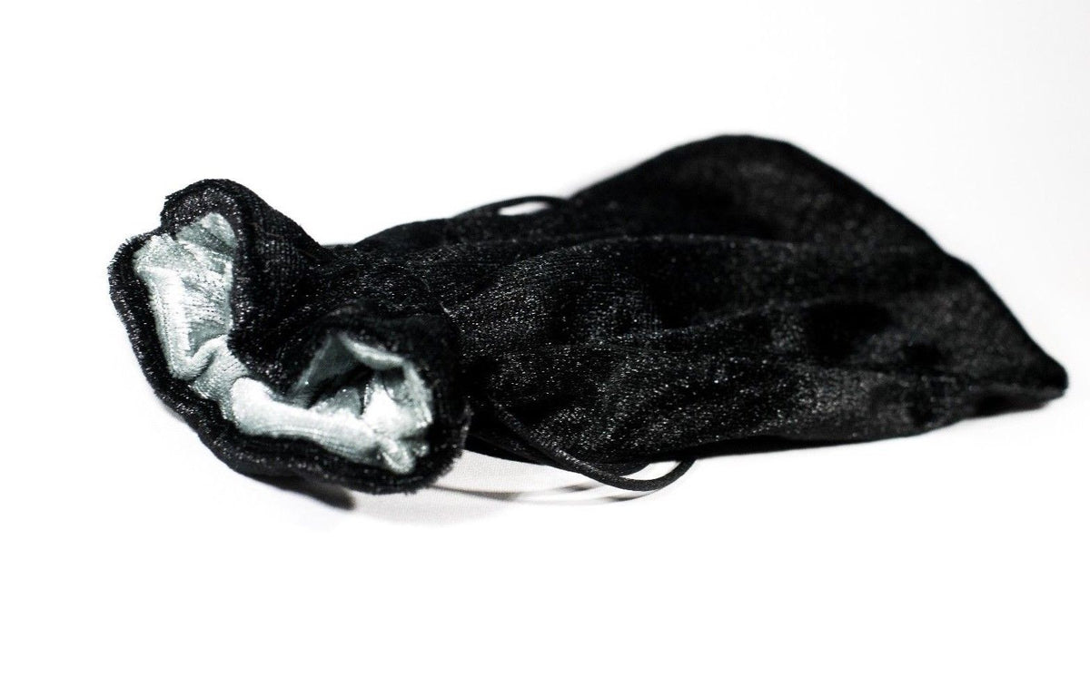 Large Black Velvet Gift Bag Game Dice Bag w/ Grey Velvet Lining Counter Pouch