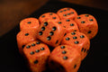 Fire Speckled 16mm D6 Pipped | Sold per die (Orange/Yellow/Blac)