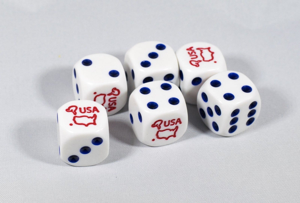 New (6) United States of America Dice Patriotic Bunco Gaming 16mm D6 Yahtzee