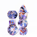 Spooky 4-Color 7-Dice Dnd Dice | White Orange Purple w/Purple Numbers Set