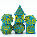 Blue and Yellow Metal Dice（Dagger of Venom）7-Dice Udixi RPG