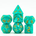 Seafoam Macaron 7-Dice Blend Set w/Gold Numbers