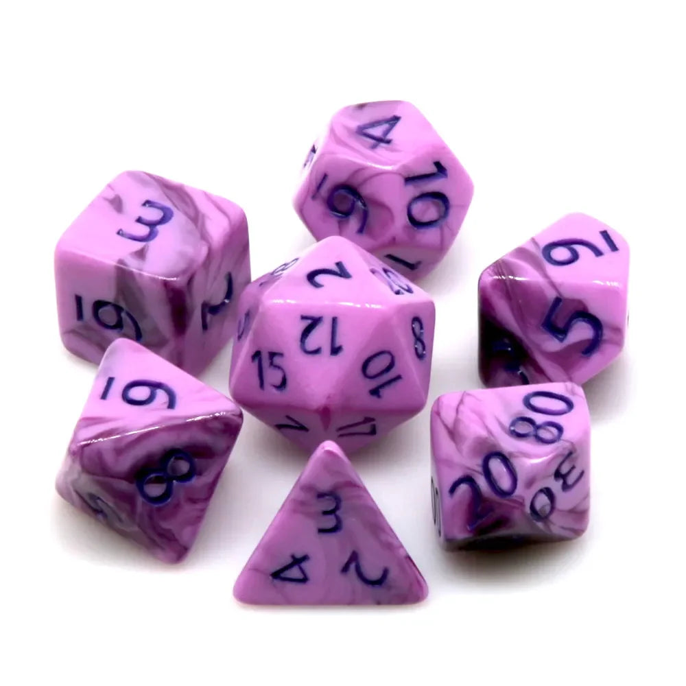 Warlock's Pain 7-Dice Set Purple & Light Purple w/Purple Numbers Dnd Dice Set
