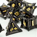 Black w/Gold Pinwheel Strengthened Metal 7-Dice Set | Metal DND Dice