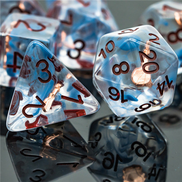 Bard (Violin) Clear Dice w/ Golden Violin 7-Dice Set Rpg