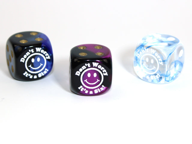 Don't Worry d6 Pipped Dice 16mm | Happy '6' Dice of Random Color (sold per piece)