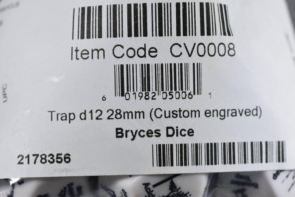 Chessex Opaque White Trap d12 - 28mm Adventure Dice with 12 Unique Traps