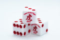 Year of the Tiger Opaque White w/Red 16mm d6 Dice on the '1' side (sold per die)