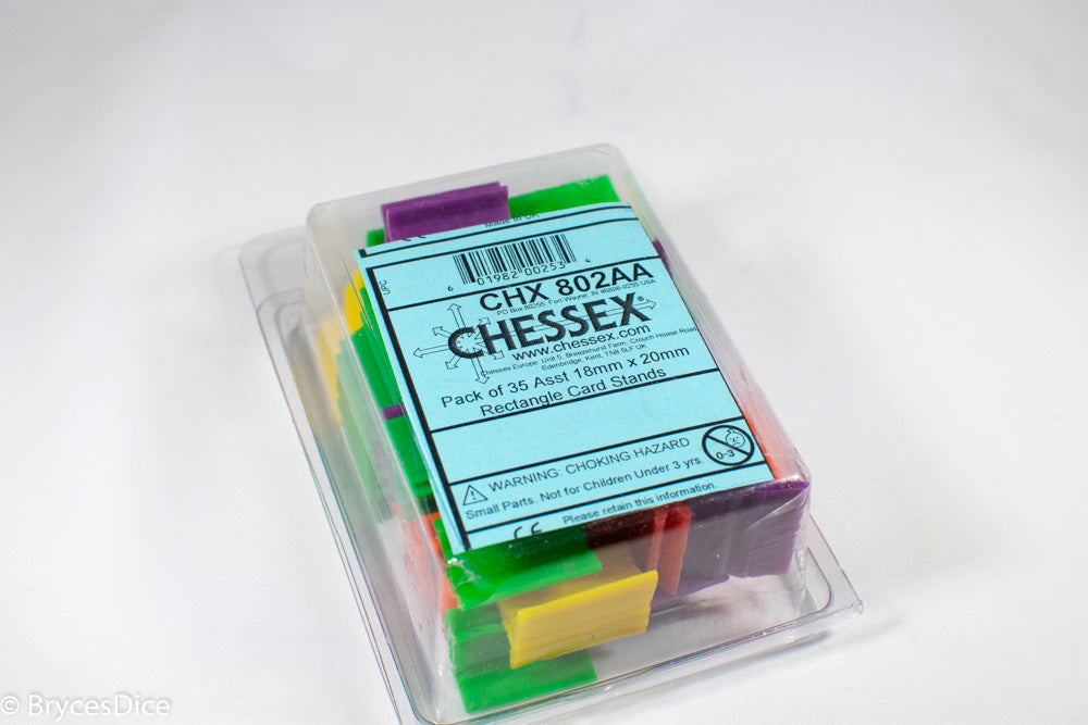 Pack of 35 Rectangle Card Stands (18mm x 20mm) - Assorted Colors CHX 802AA