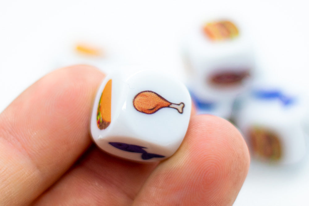 Food Dice d6 | Decide What to Eat Dice 6-Sided 16mm Foodie Dice