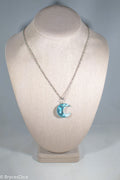 Cloudy Sky in Moon Blue Resin Sphere Necklace Pendant White Clouds