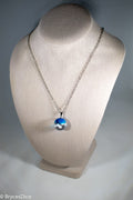 Cloudy Blue Sky Resin Sphere Necklace Pendant White Clouds