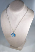 Cloudy Sky w/Bird & Blue Resin Sphere Necklace Pendant White Clouds
