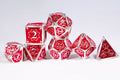 Defender 7-Dice Metal Set Silver w/ Red Fill {North Star Dice Collection}
