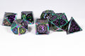 Dark Matter 7-Dice Metal Set Rainbow Metal w/ Black Fill {North Star Dice Collection}