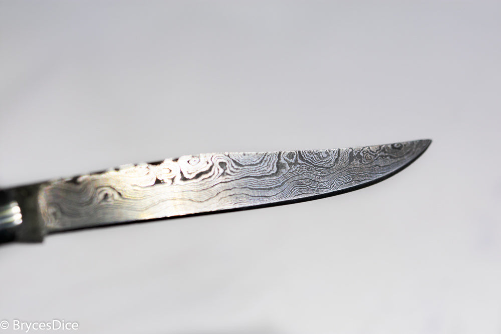 (Brown) 9" Damascus Pocket Knife