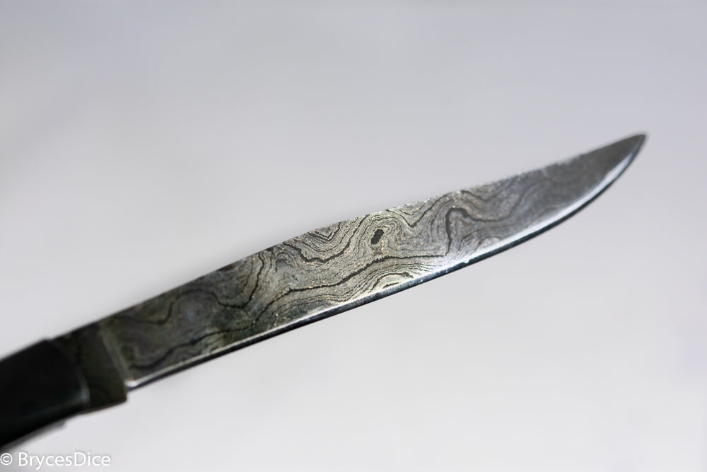 (White/Black) 9" Damascus Pocket Knife