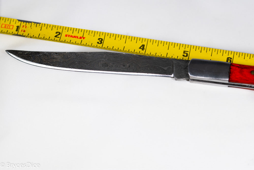 (Brown) 9" Damascus Pocket Knife