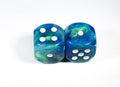 Festive 30mm Waterlily w/White Large Pipped Dice (sold per piece)