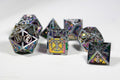 Silver w/Rainbow Inlay Sword Strengthened Metal 7-Dice Set