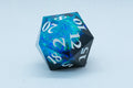 Deep Nether Sharp Edge Resin d6 / d20-Dice (Blue- Black w/ White Numbers)